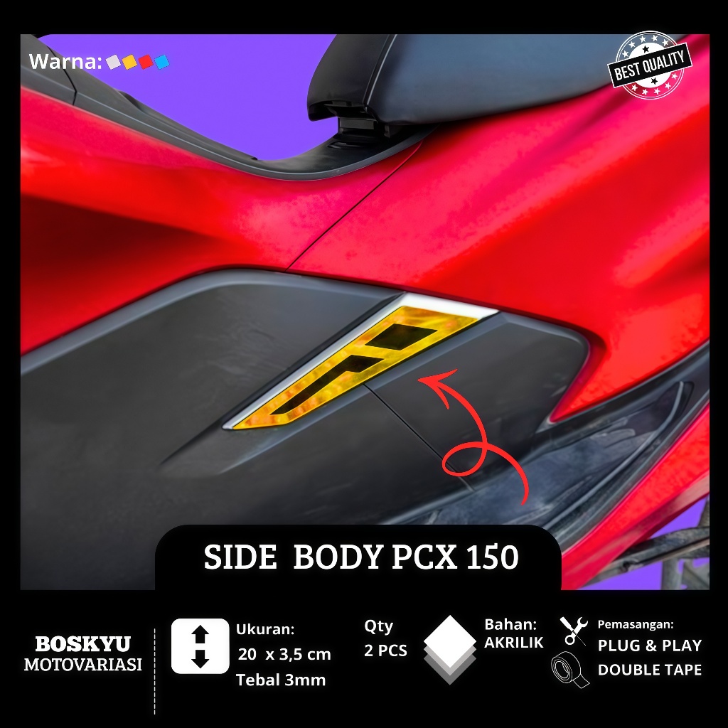 Garnis Side Body PCX 150 Akrilik Mirror Sepasang Aksesoris Motor Honda PCX 150