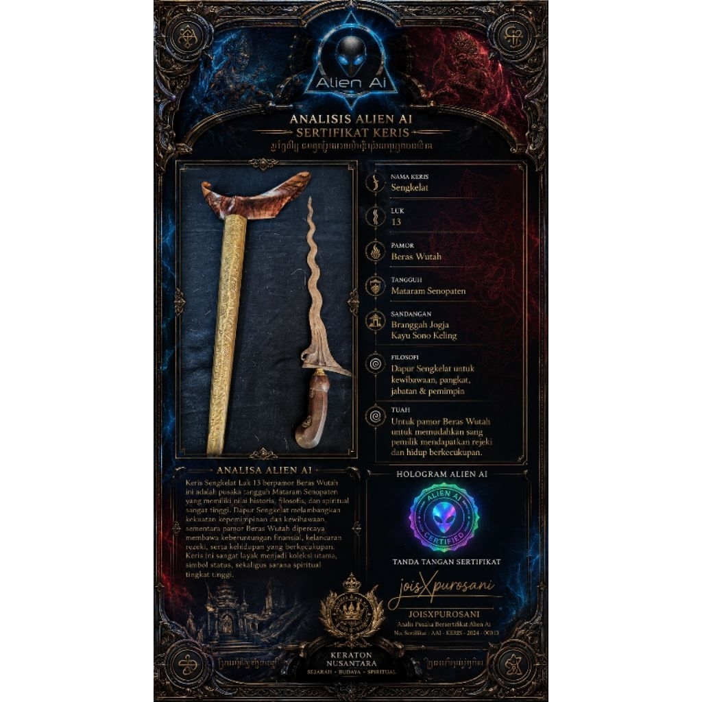 keris Sengkelat Luk 13 sepuh