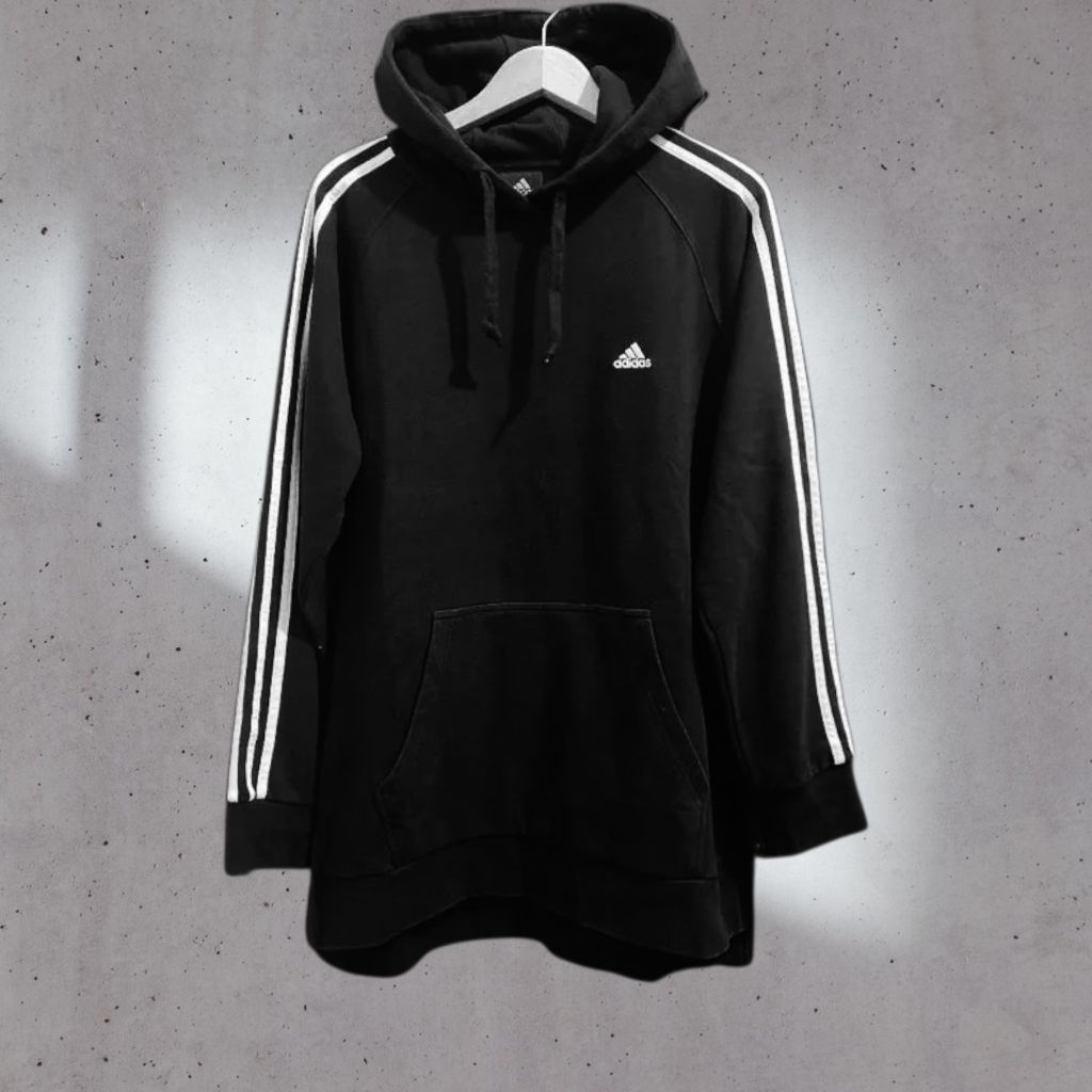 Adidas Pullover Hoodie 3Stripe Black White Second