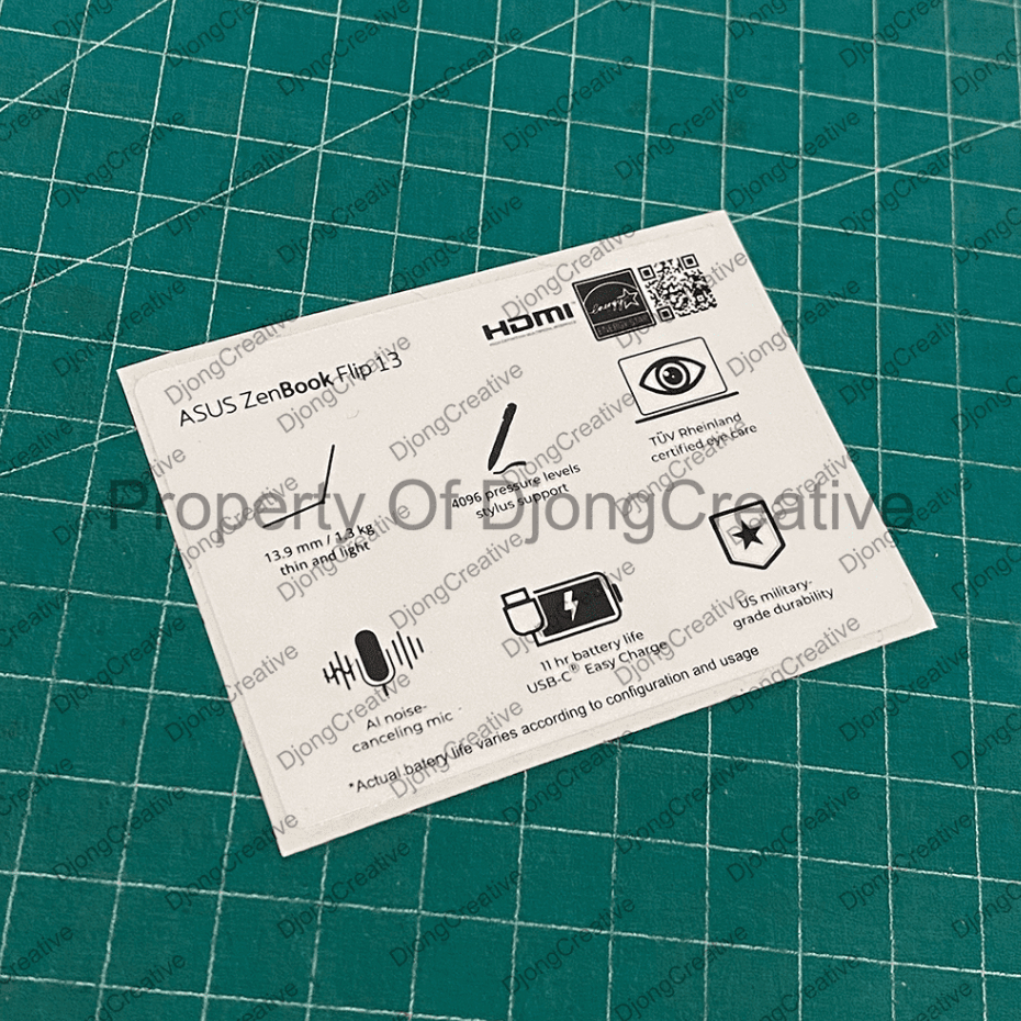 Stiker Spesifikasi Laptop Asus Zenbook Flip Series