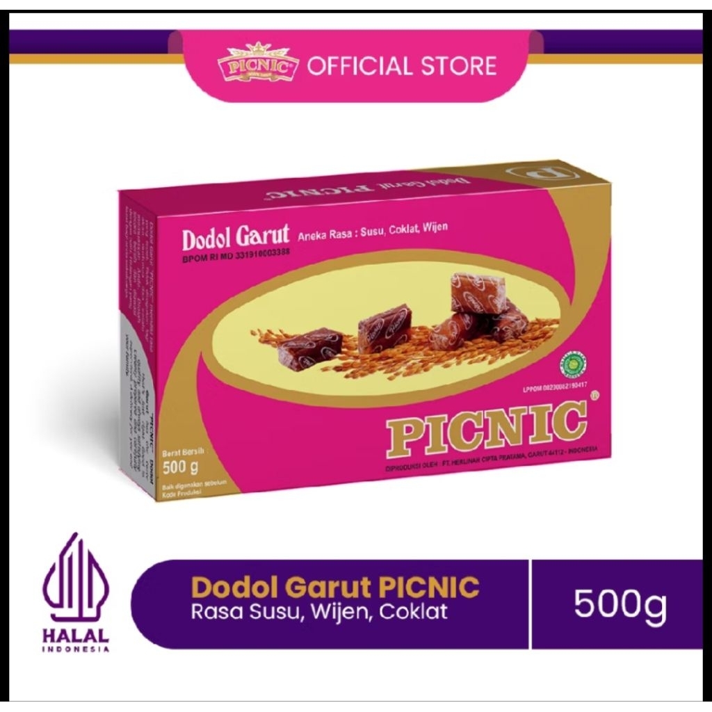 Dodol Garut Picnic Classic Rasa Susu Coklat Wijen 500g