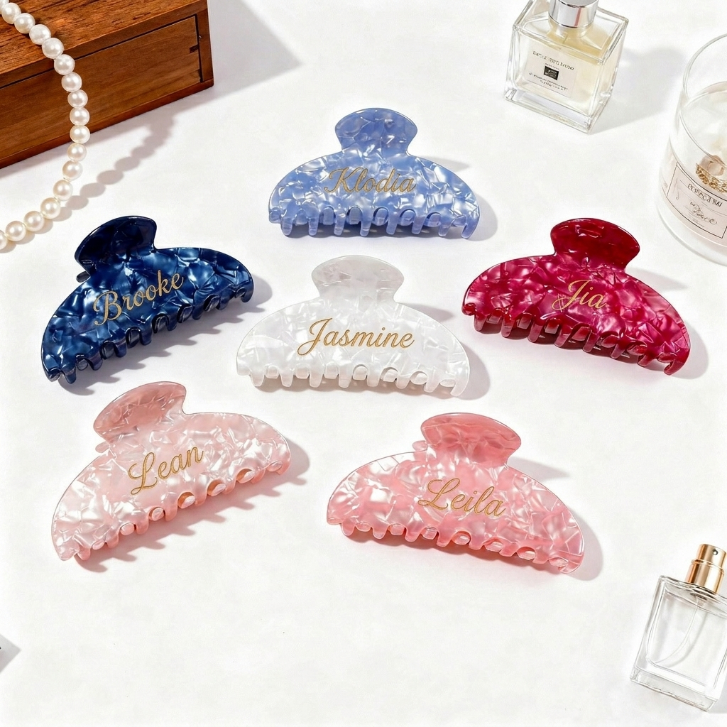 [ JAPANOFILIA ] Hair Claw Bisa Custom Nama Hair Clip Jepit Rambut Jedai Hercules 5 cm Plastik Tebal,