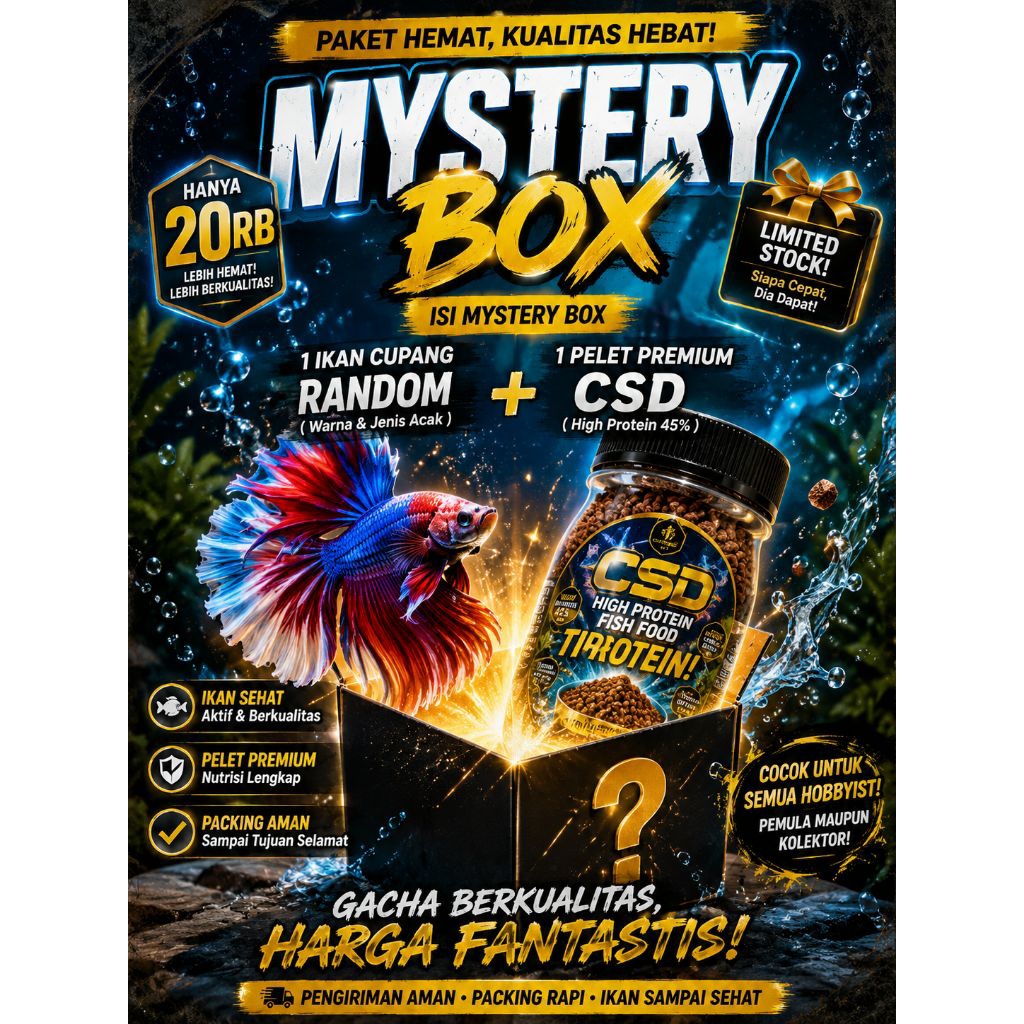 MYSTERY BOX IKAN CUPANG KONTES - HALFMOON / HMPK / CROWNTAIL