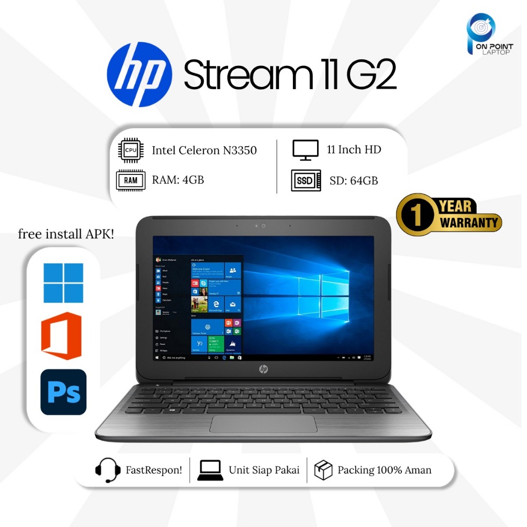 HP STREAM 11 PRO G2 NOTEBOOK/RAM 4GB/SD 64GB