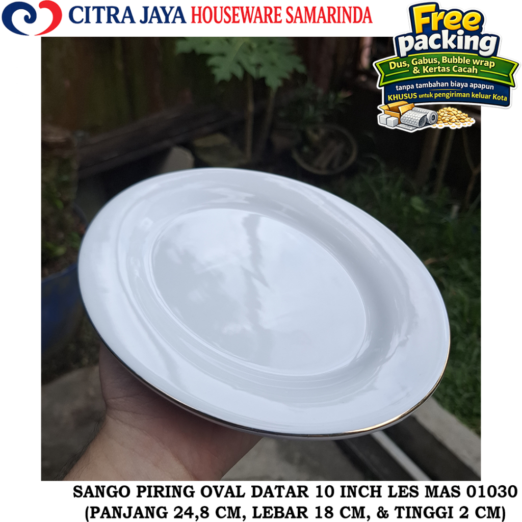 Piring OVAL 10 INCH (1 PCS / 3 PCS) SANGO 01030 LES MAS KERAMIK