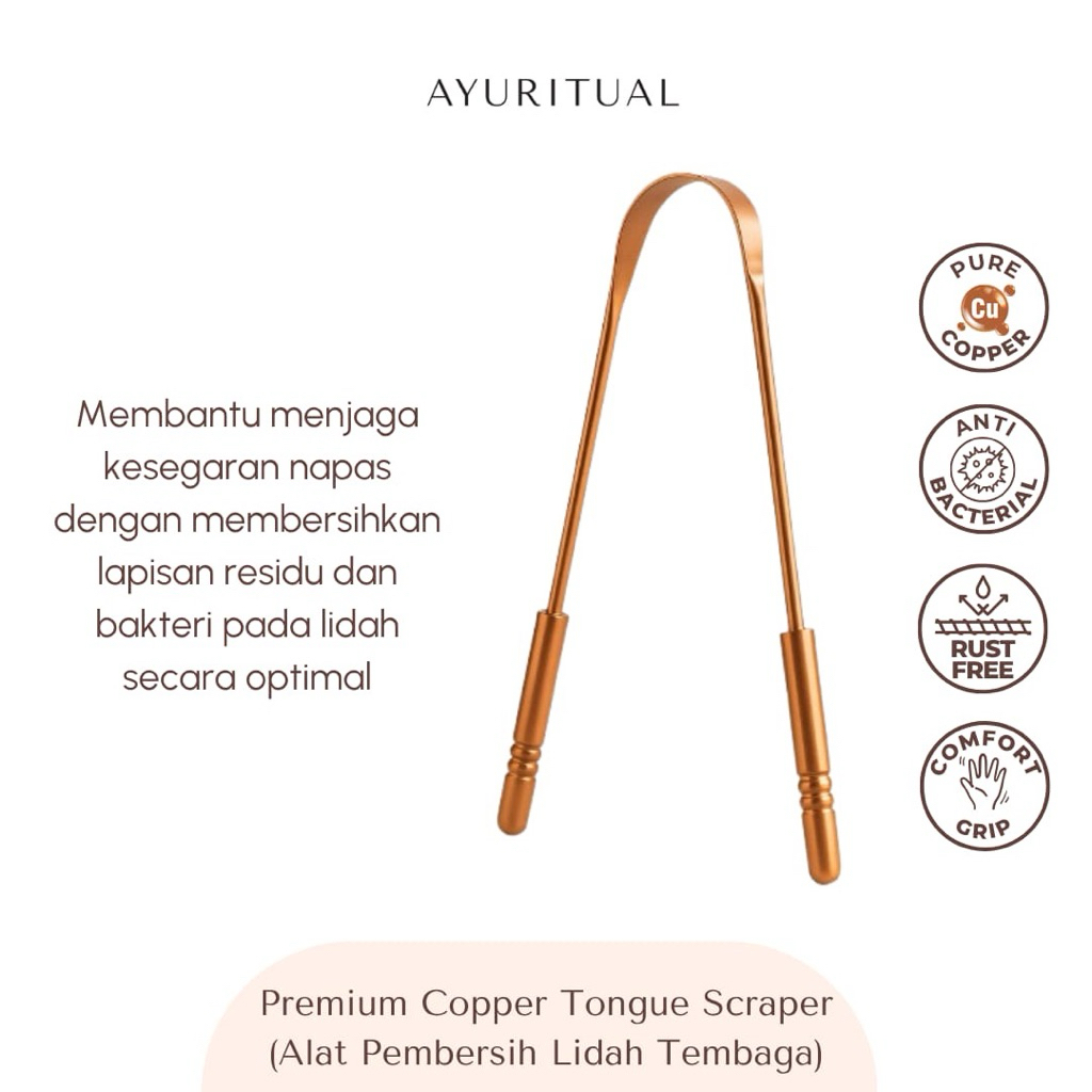 Copper Tongue Scraper Premium (Alat Pembersih Lidah Tembaga)