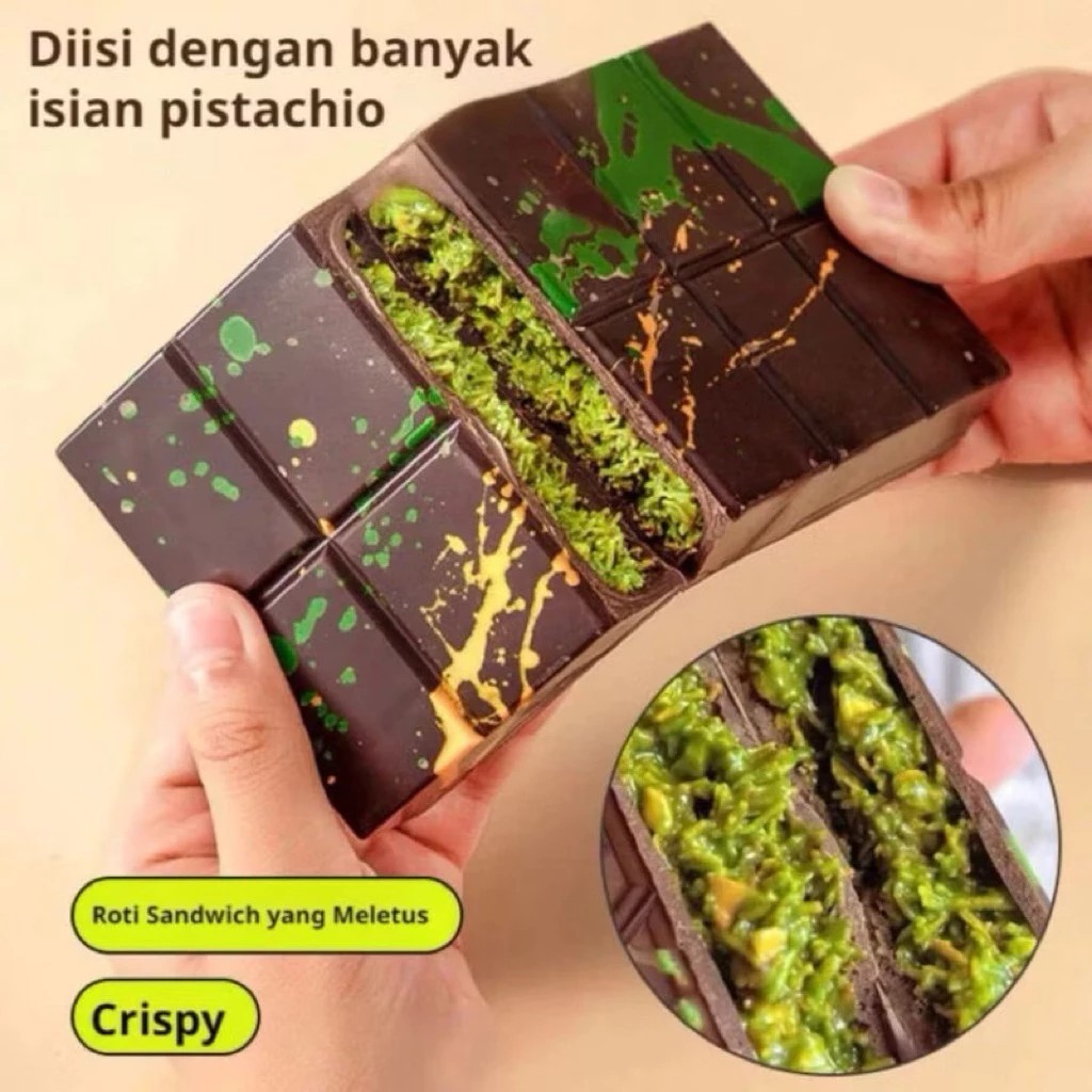 Coklat Dubai mini Crispy Pistachio Kunafe Chocolate Kecil Crunchy