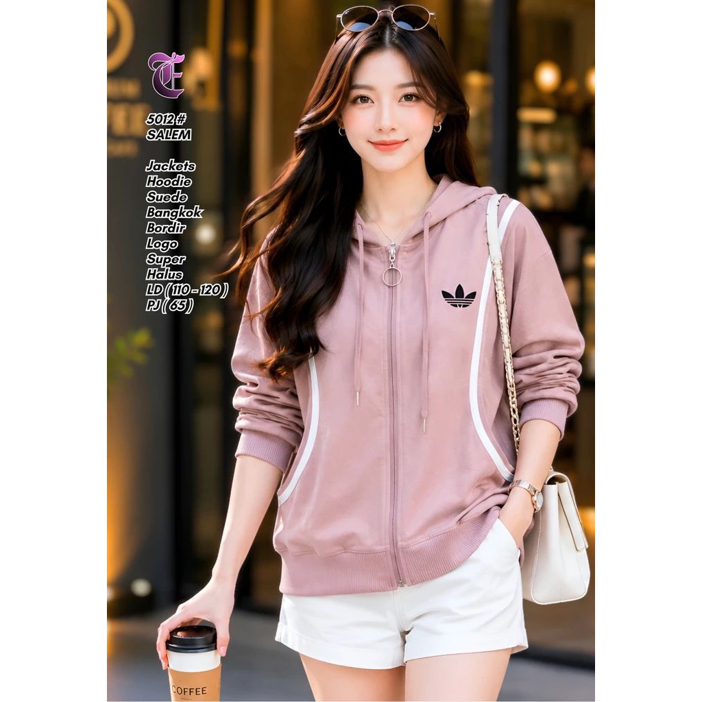 jacket hoodie suede COCO ANGEL bahan suede halus premium