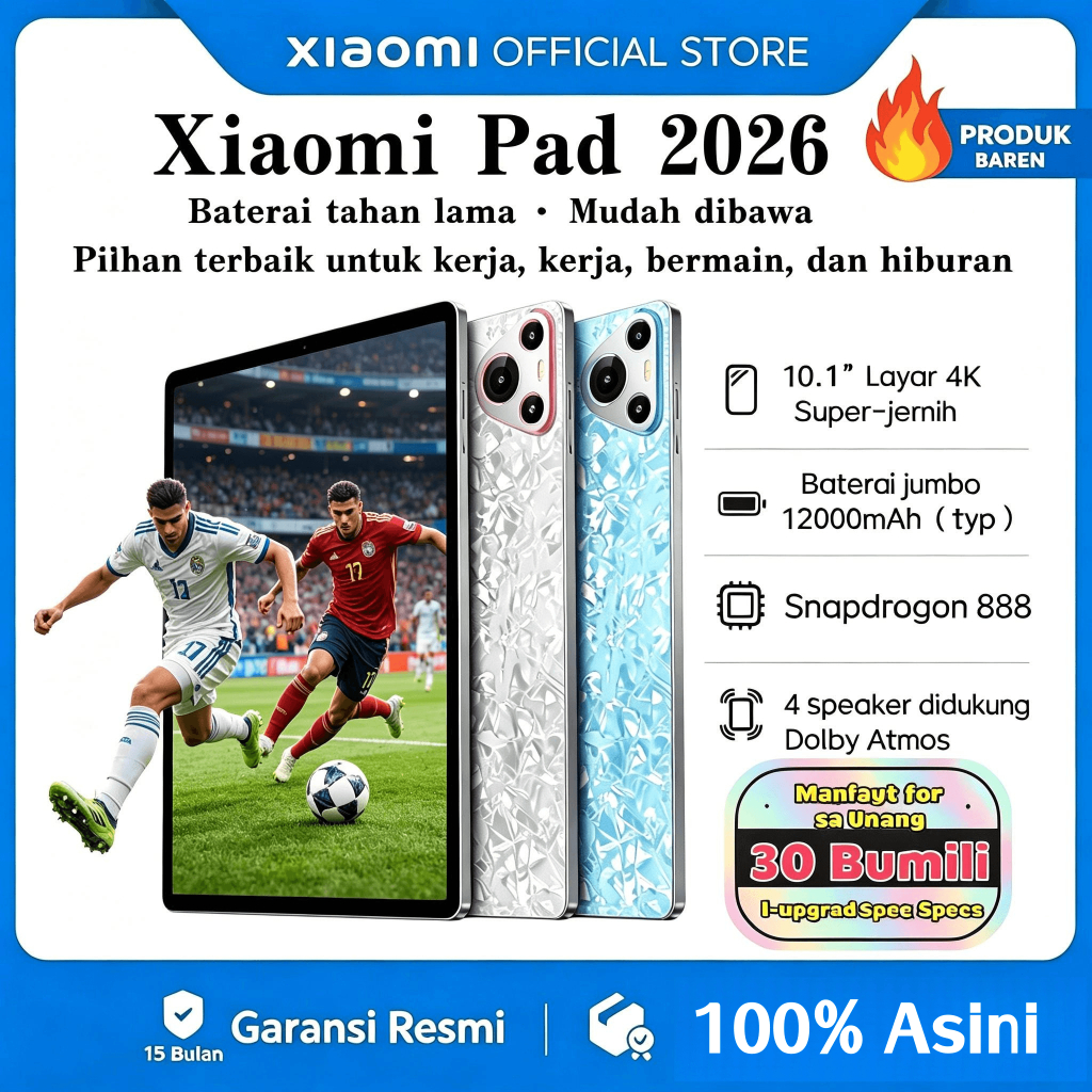Xiaomi Pad 5G 10.1" 16GB+1TB Snapdragon 888 | 120Hz OLED FullView | Tablet Android Premium Spek Dewa