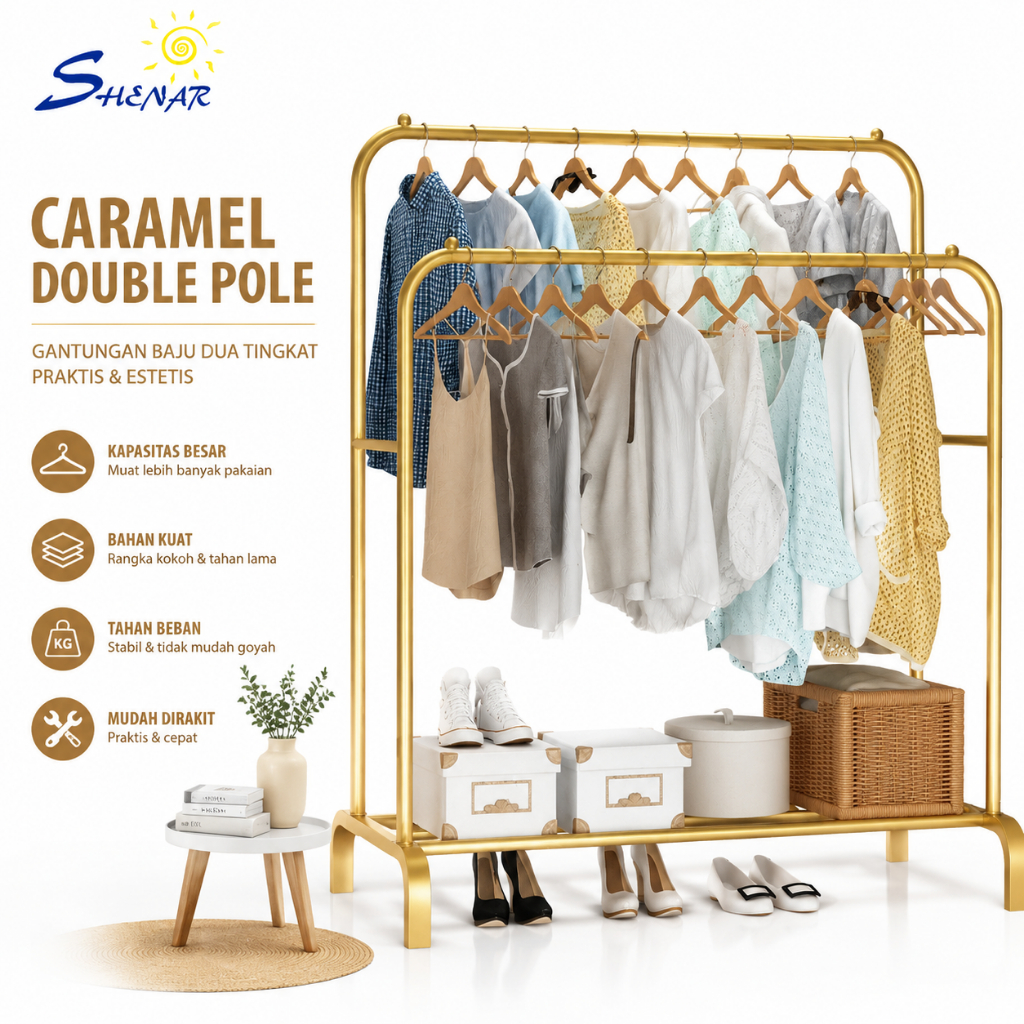 Stand Cloth Hanger Double Pool /Stand Hanger Gawang Double Rack