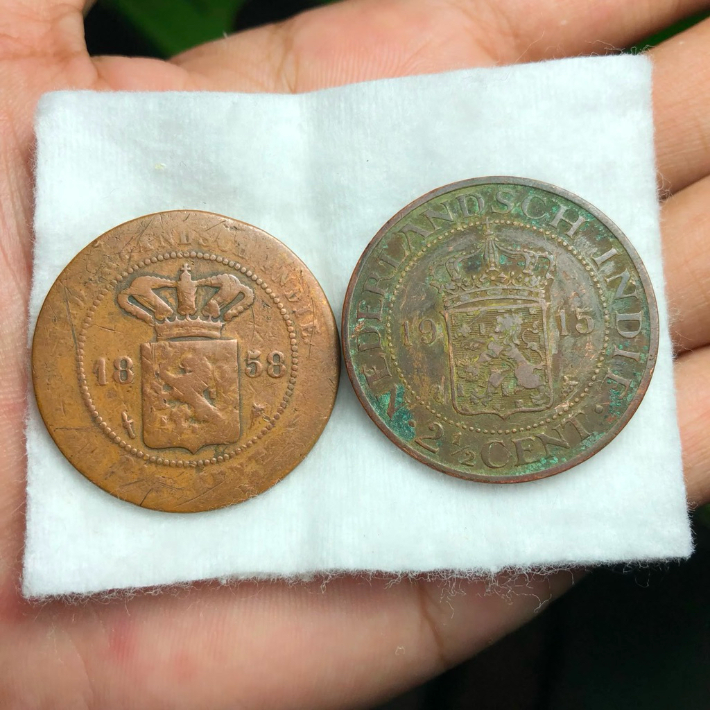 Koin Benggol 2,5 Cent Asli 2pcs Tahun 1858 dan 1915