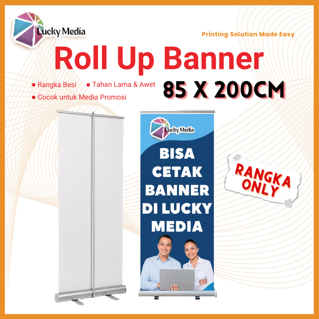 Roll Up Banner 85x200 (Rangka Only) Roll Banner Aluminium Stand Berdiri Makanan Olshop Usaha