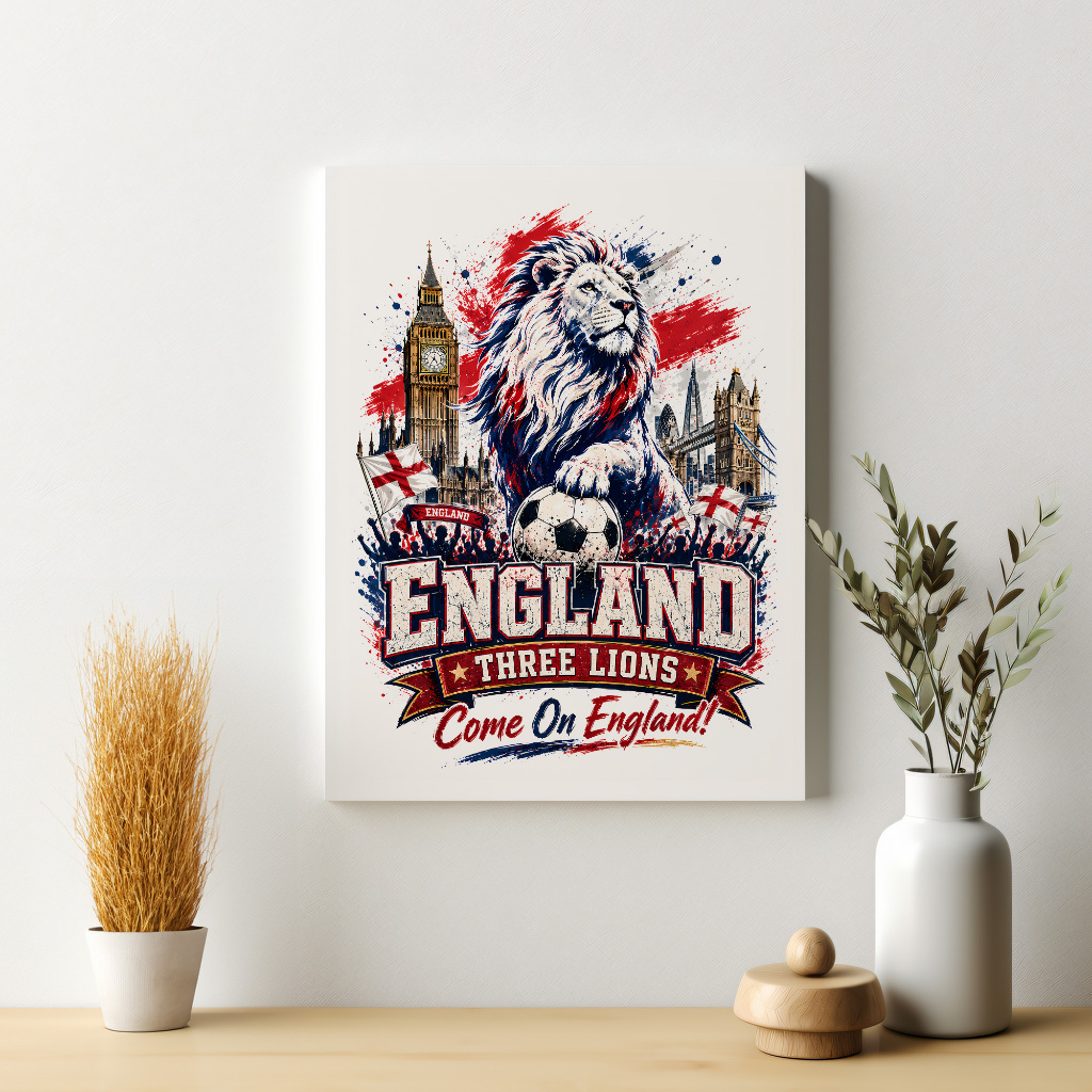 Poster Inggris Tim Sepak Bola England Piala Dunia Dekorasi Hiasan Dinding