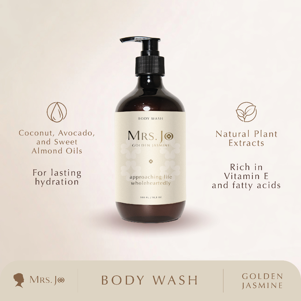 Mrs Jo Golden Jasmine Body Wash Aromatic Non SLS 500ml | Sabun Mandi Non SLS Aromatic Bunga Melati |