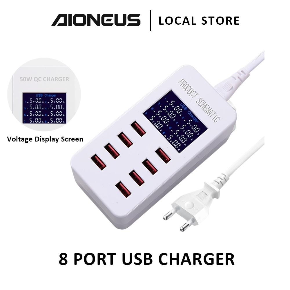 8 Port USB Port Multi Port Charger 50W Smart Charger Colokan USB Banyak Adaptor Charger Fast Chargin