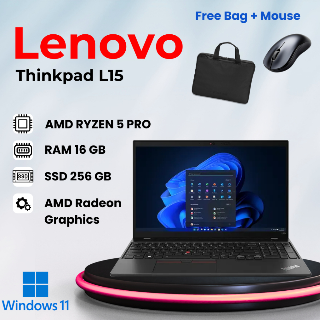 LENOVO THINKPAD L15 AMD RYZEN 5 PRO 16/256GB 15" Windows 11 Laptop Bekas Seken Garansi Toko 1 Bulan 