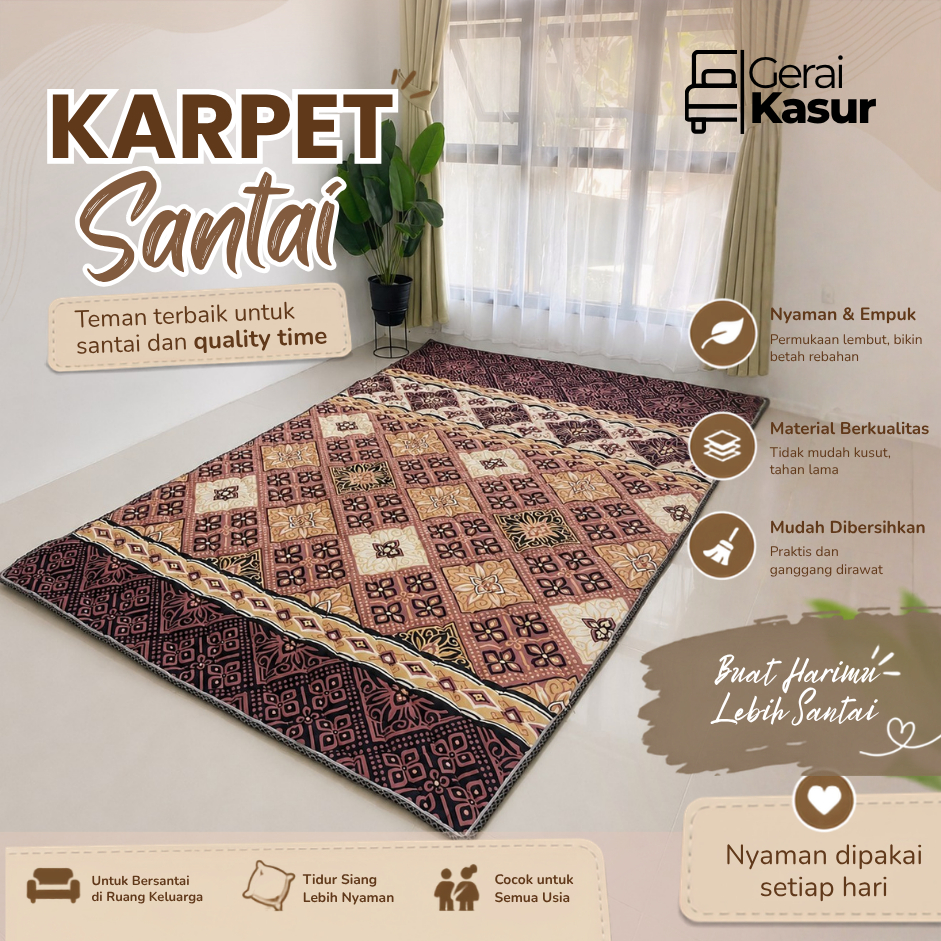 Karpet Lantai Quilting Empuk Aesthetic - Tikar Lantai Lipat untuk Keluarga
