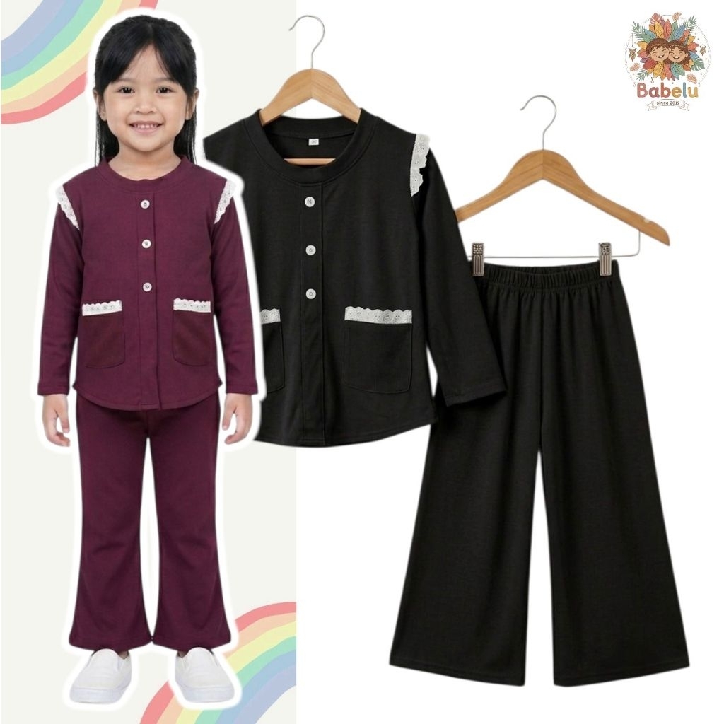 Babelu Kids Oneset 'Saca' Setelan Anak Perempuan 1-9 Tahun Knitt Premium Baju Fashion Cantik & Imut 