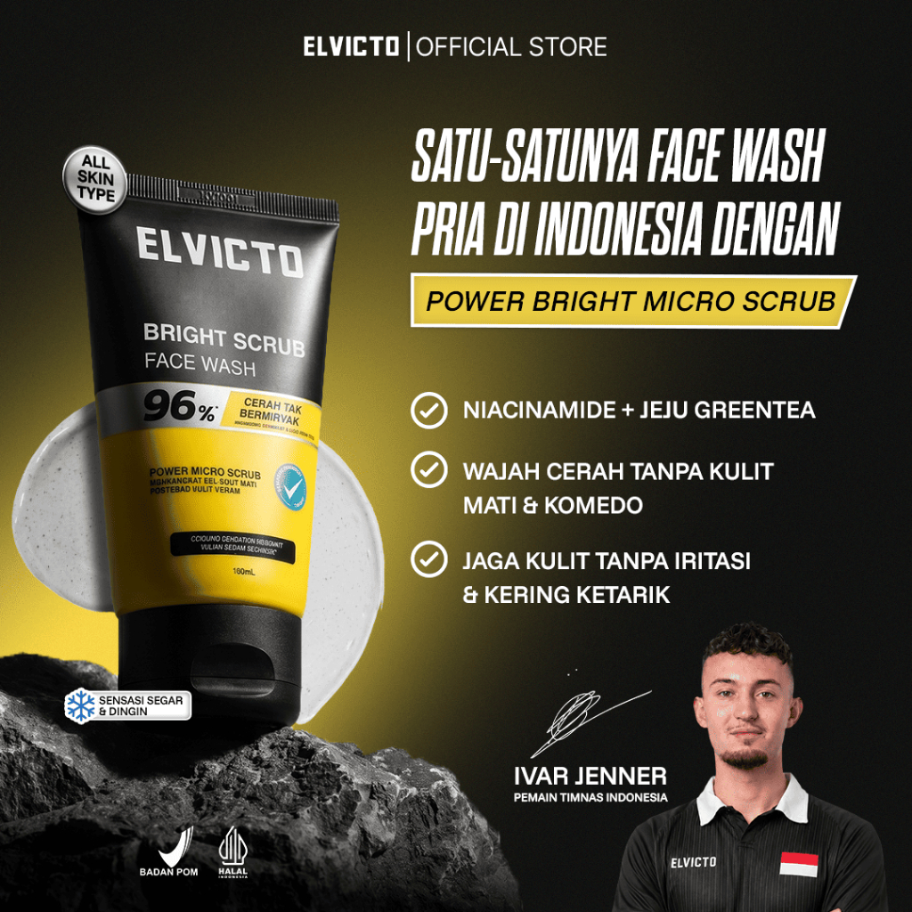 [NON SLS] ELVICTO BRIGHT SCRUB FACE WASH 100gr |Bright Scrub Face Wash Micro Scrub Cerah Tak Berminy