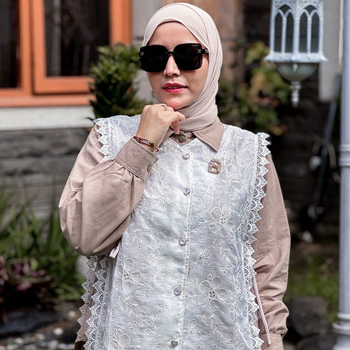 Mmaayra - MARIAM BY MMAAYRA - Oneset 3 in 1 baju setelan wanita kemeja rok dan rompi bordil cantik e