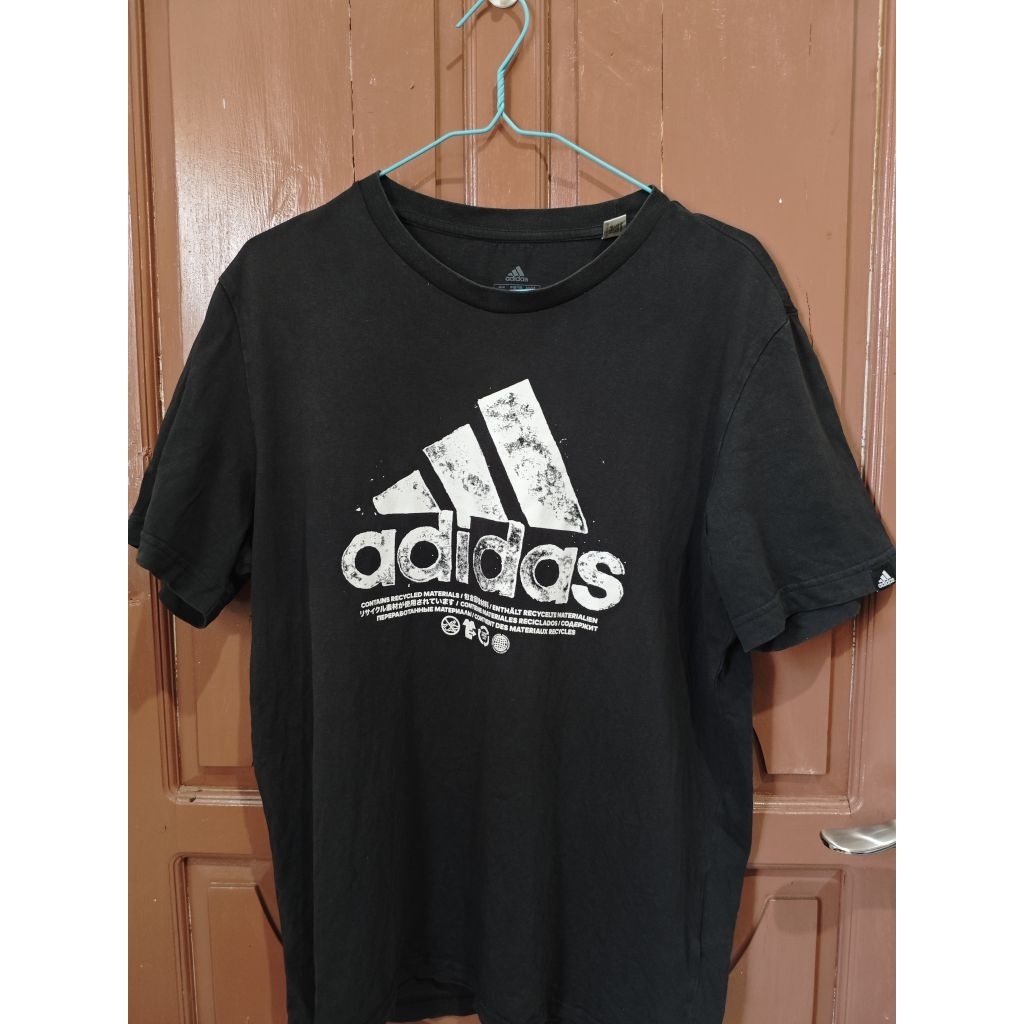 kaos Adidas hitam big logo second preloved