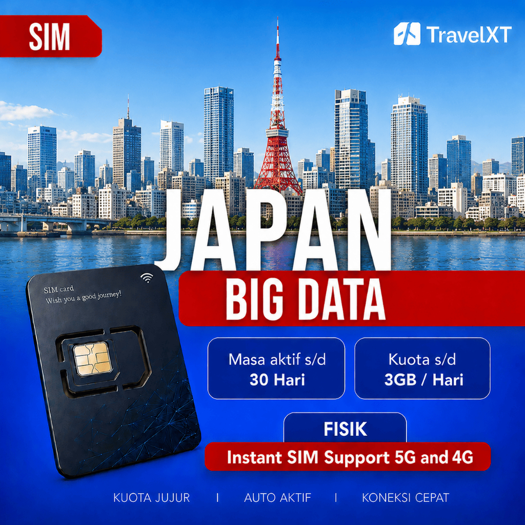 TravelXT SIM Japan | Jepang Kuota Besar 5-30 Days | SIM Japan Kuota Softbank | SIM Travel Japan | SI