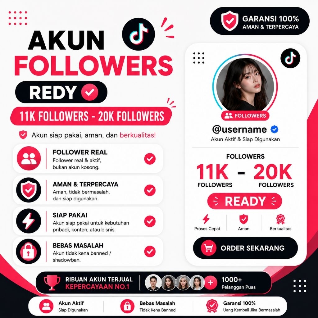 Akun TokTok Followers 11K-20K Real Aktif Ready Siap Pakai