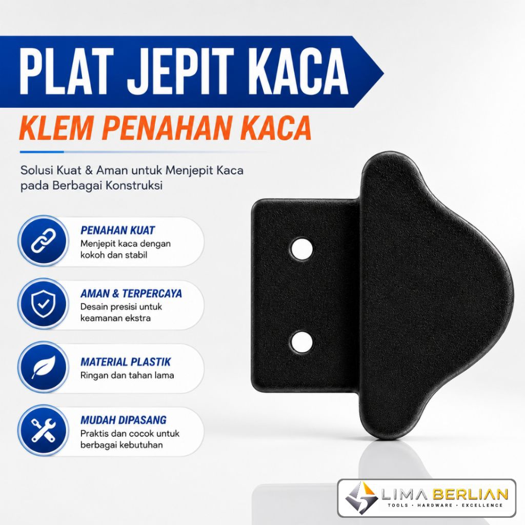Plat Jepit Kaca Plastik / Klem Penahan Cermin | Bracket Penjepit Kaca Lemari Etalase