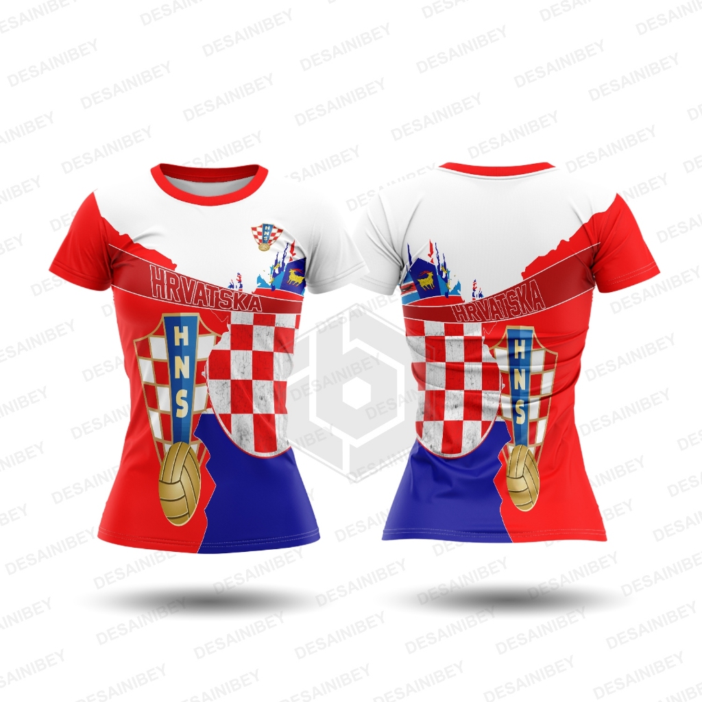 Baju Kaos Wanita Jersey Piala Dunia Croatia / Jersey Croatia Fullprint Art-01
