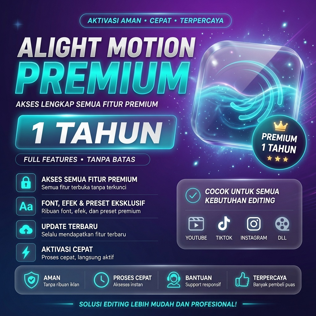 Alight Motion Premium 1 Tahun - Akun Private Pro Murah Bergaransi