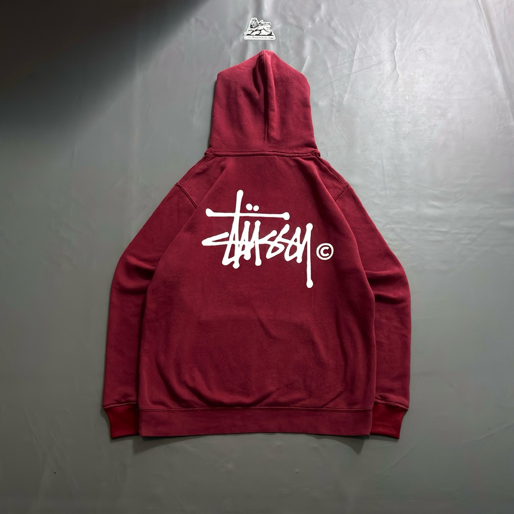Hoodie Stussy Basic Maroon