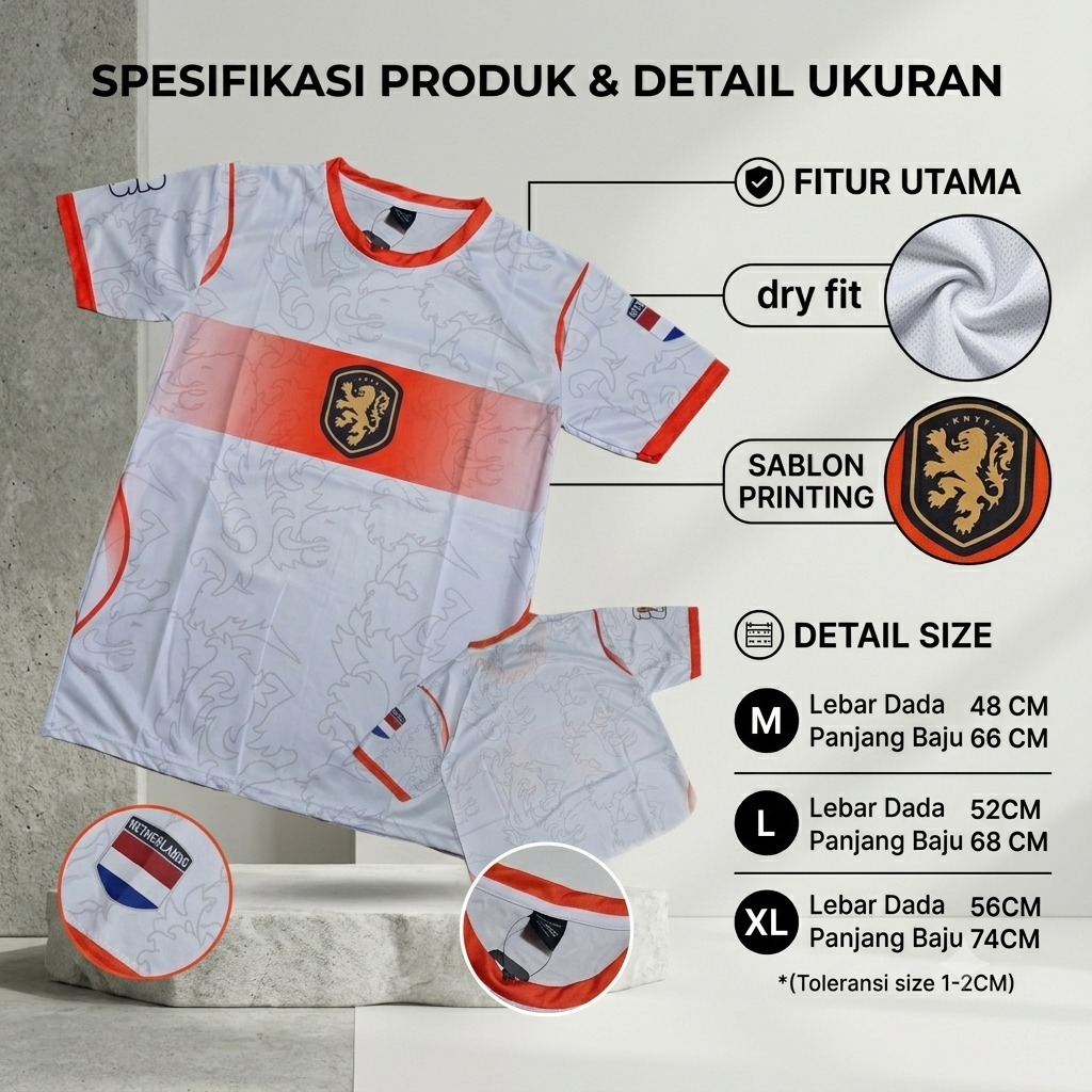 Baju Bola Belanda Away Piala Dunia 2026 Terbaru - Jersey Netherlands