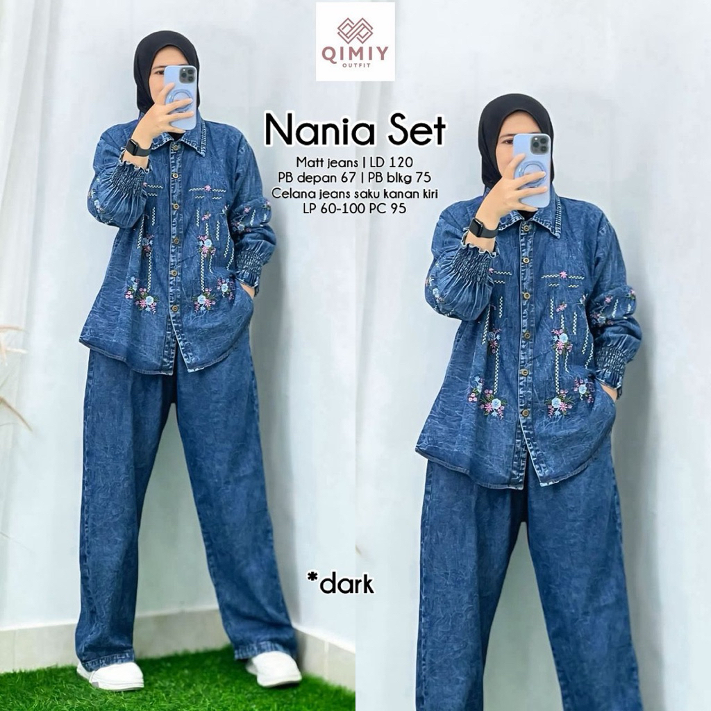 Nania Set Celana Setelan Baju Wanita by Qimiy