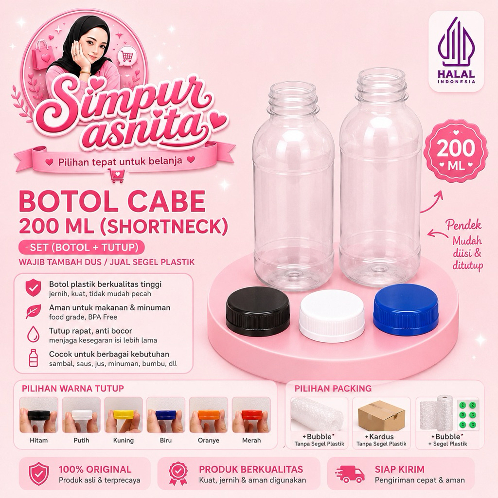 INSTAN 100 botol 130k,Botol CABE 200 ML 200ML - SHORTNECK
