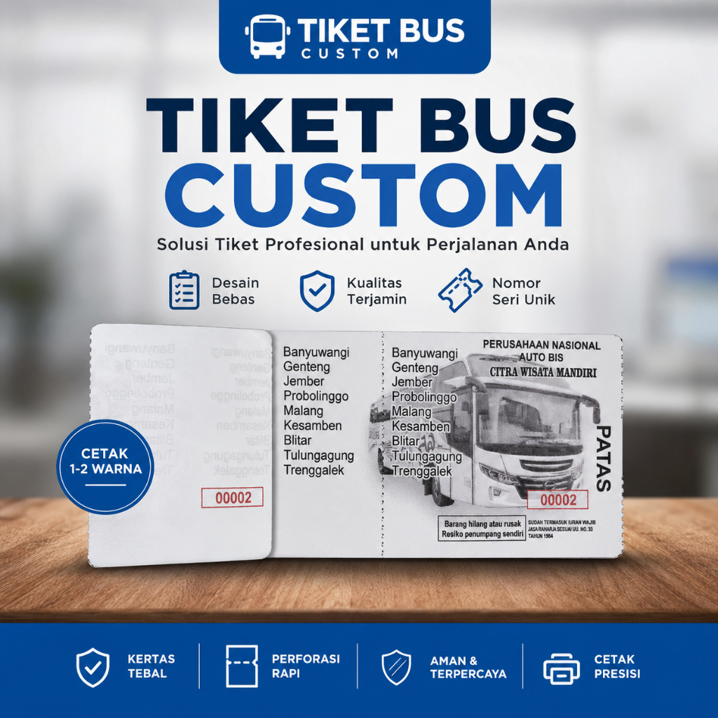 karcis atau tiket bus custom