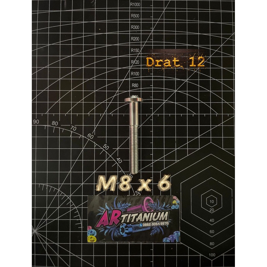 Baut Titanium Original% M8 x 6 Big Head Drat 12