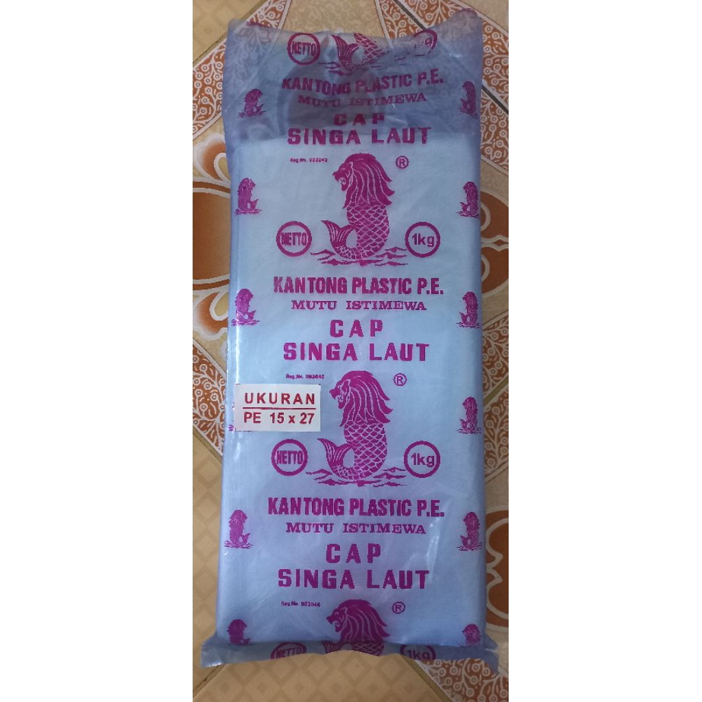 Plastik Cap Merk Singa Laut Kantong Es Batu Kuah Sop Sambal PE Bening Putih Transparan Eceran Keteng