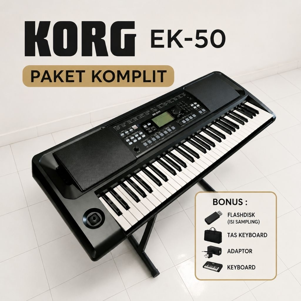 Keyboard Korg EK-50 Paket Komplit Bonus Tas, Style Song Update Mulus Terawat Berfungsi Normal