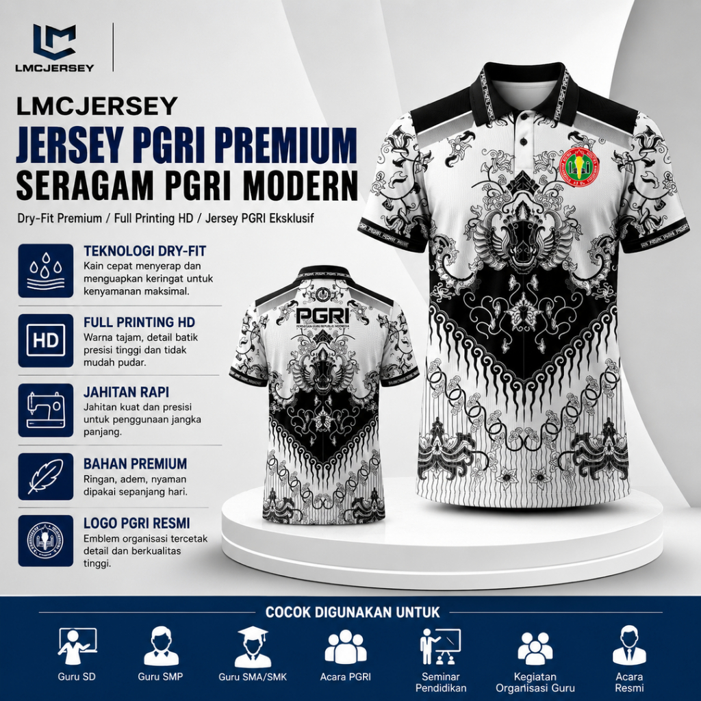 Kaos Jersey PGRI Fullprinting | Kaos PGRI Fullprint Motif Batik | PGRI Terbaru