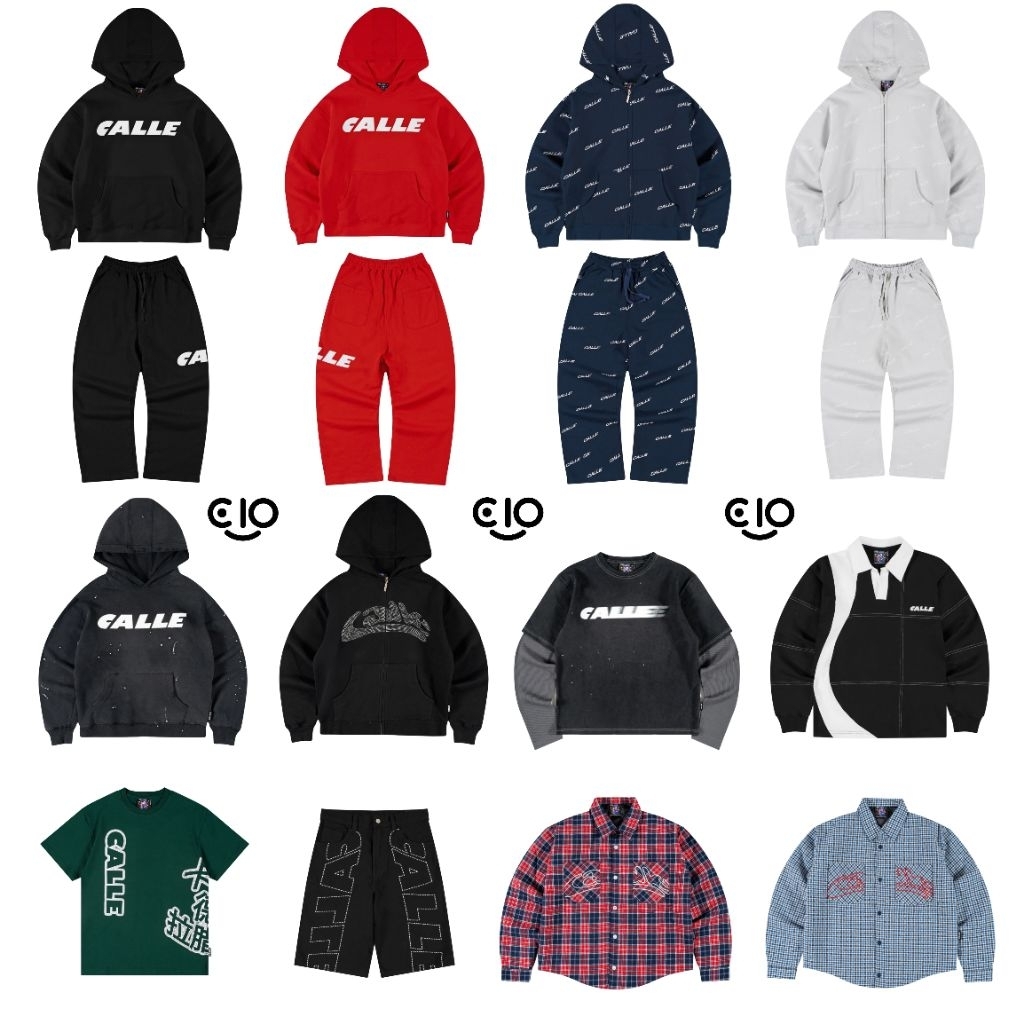 {TERJANGKAU 100% ORIGINAL} Calle Hoodie Rhinestone/Navy Pattern/Silver Pattern/Washed/Pollo/double S