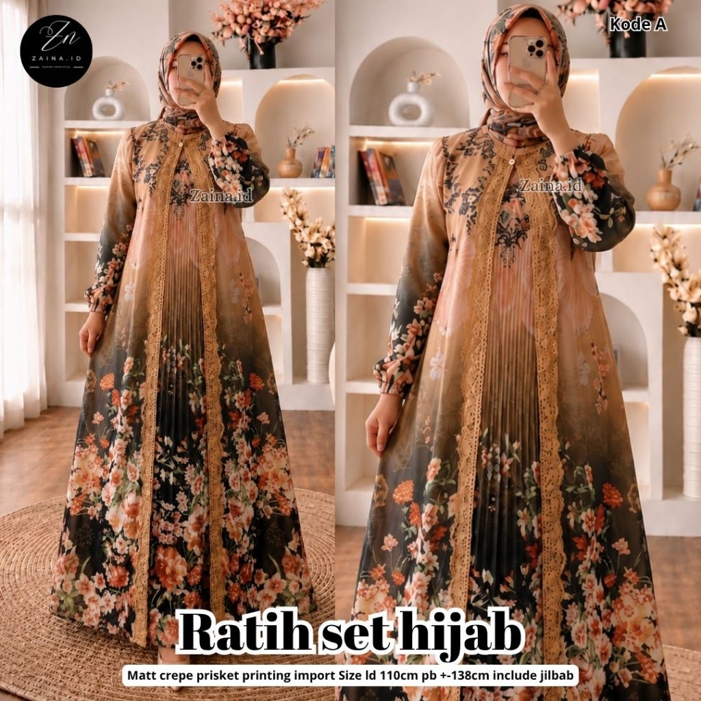 100% ORI Ratih dress set hijab Original By zaina, Afia set | Nazra set hijab by mudra | gamis set ji