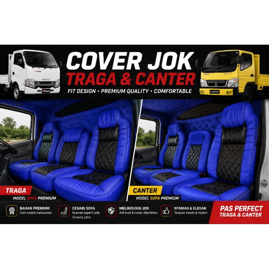 COVER JOK TRAGA & CANTER Custom Fit | Sarung Jok dan Lapis Plafon Traga, Canter, Hino Dutro, Elf Mac