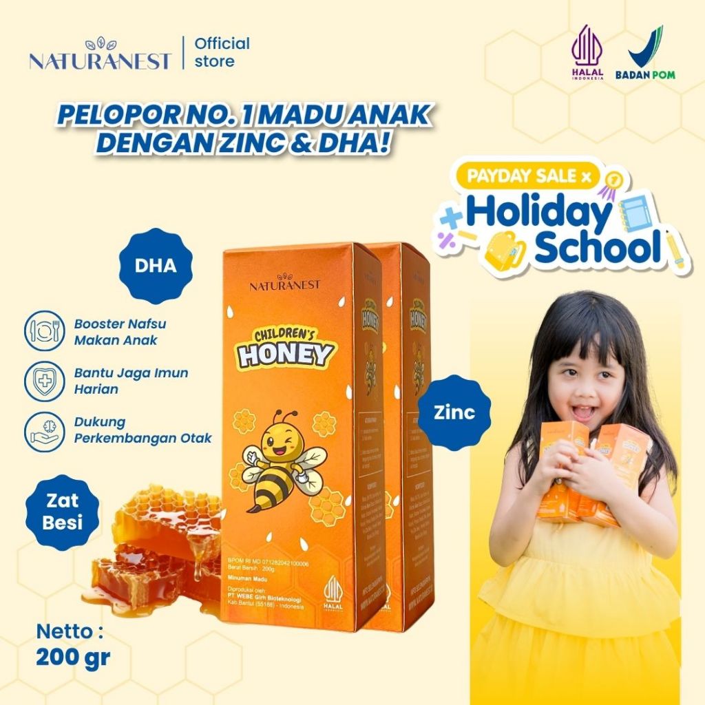 NATURANEST Childrens Honey - Madu Multivitamin Penambah Nafsu Makan Anak Paket 2 Botol