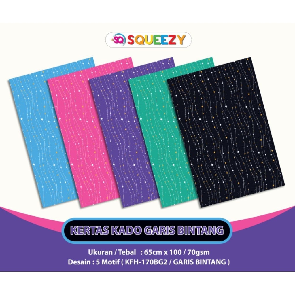 [READY] KERTAS KADO MOTIF GARIS BINTANG BERVARIAN WARNA DAN MOTIF ESTETIK | Kertas Kado Garis Bintan