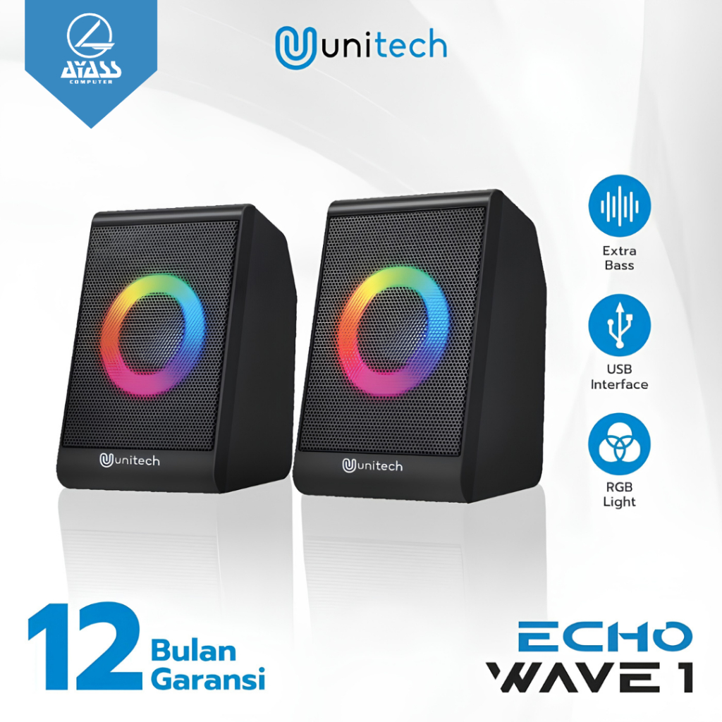 Unitech Speaker Kabel Echo Wave Speaker Komputer Desktop RGB Light - Echo Wave 1