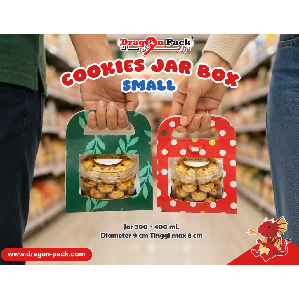 Cookies Jar Box Isi 10 Packaging Kue Kering Tabung Toples Box Handle