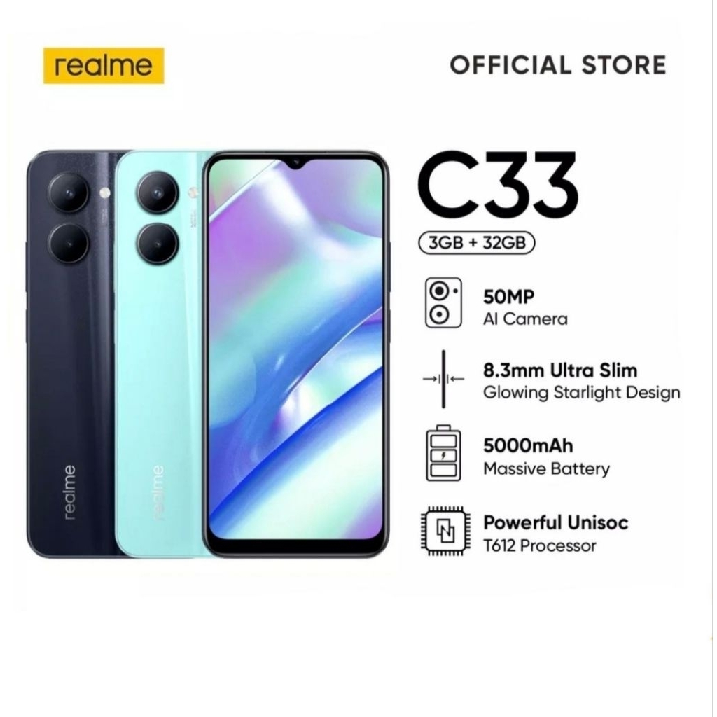 HP REALME C33 3/32 GB - REALME C 33 RAM 3GB ROM 32GB GARANSI RESMI