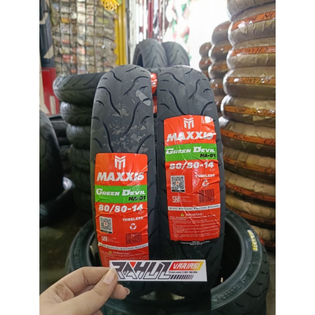 BAN MAXXIS GREEN DEVIL UK 80/80 - 14 BAN DEPAN METIC BEAT MIO MAXXIS