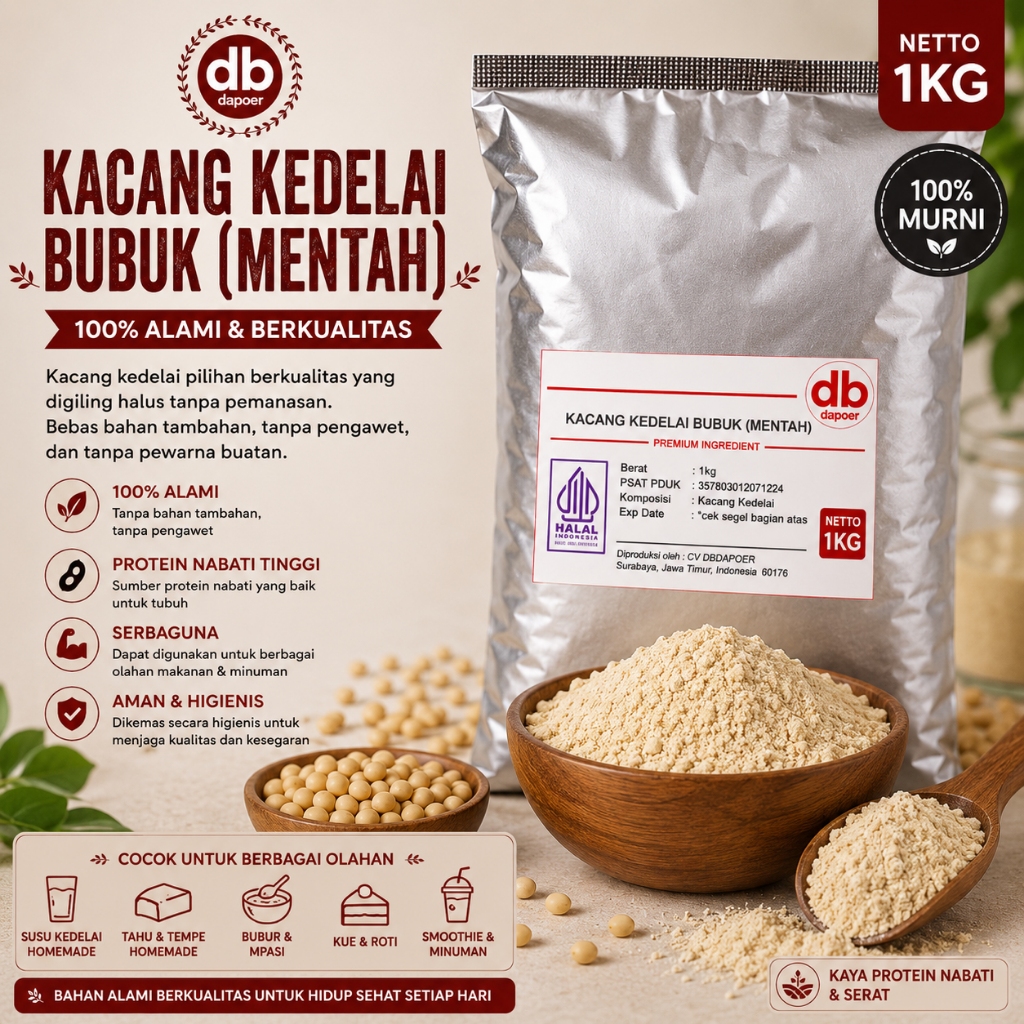 Bubuk Kedelai 1kg Tepung Kedelai Susu Kedelai Bubuk