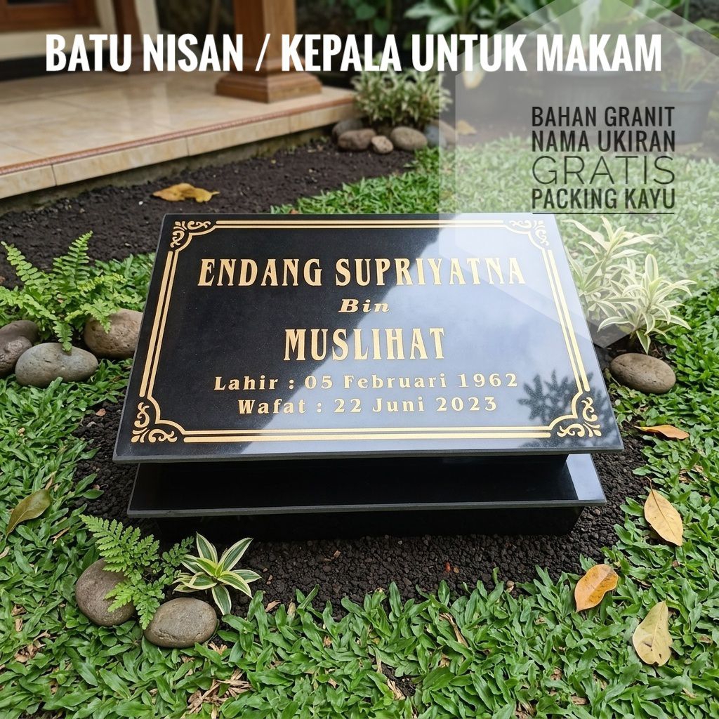 Batu Nisan Makam Kepala Makam Full Set Garansi